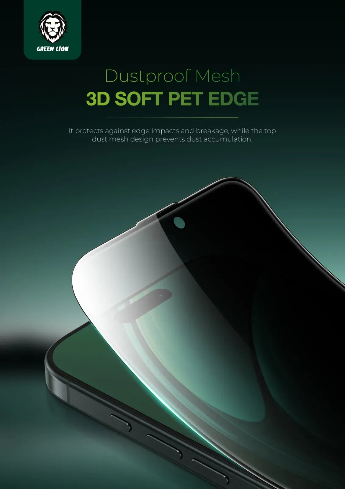 Green Lion 3 DSilicone Plus Screen Protector - Black Edge/Privacy – image 3
