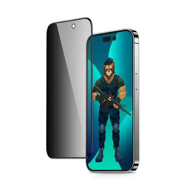 Green Lion 3d Pet Privacy Glass Screen Protector for Iphone 14 Black Edge Privacy – image 2
