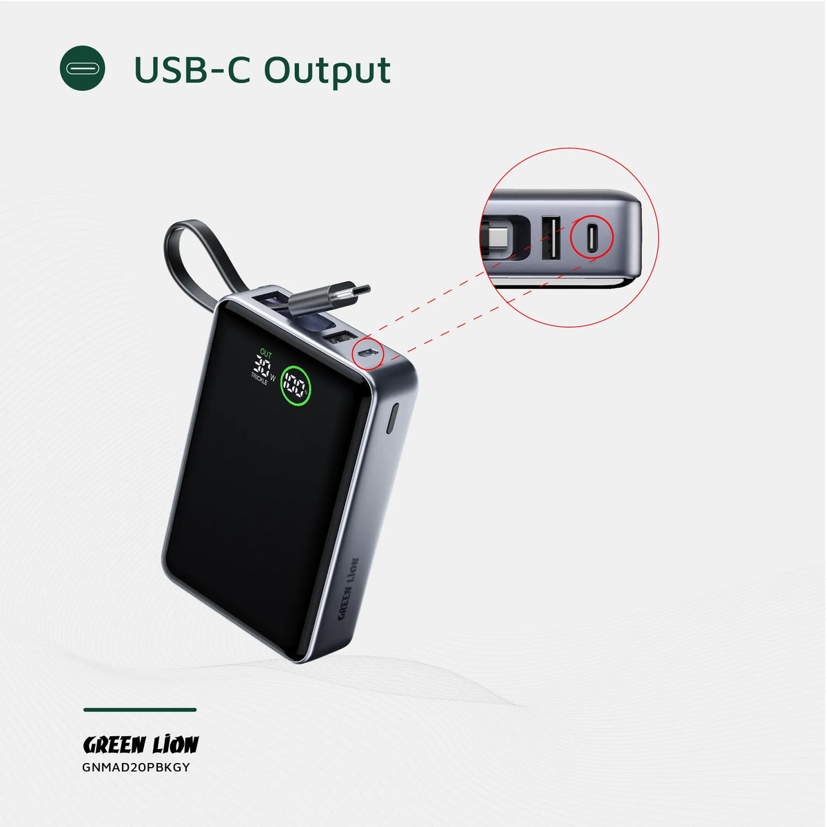 Green Lion Madrid 20 Power Bank 20000mAh PD 35w Gray – image 8