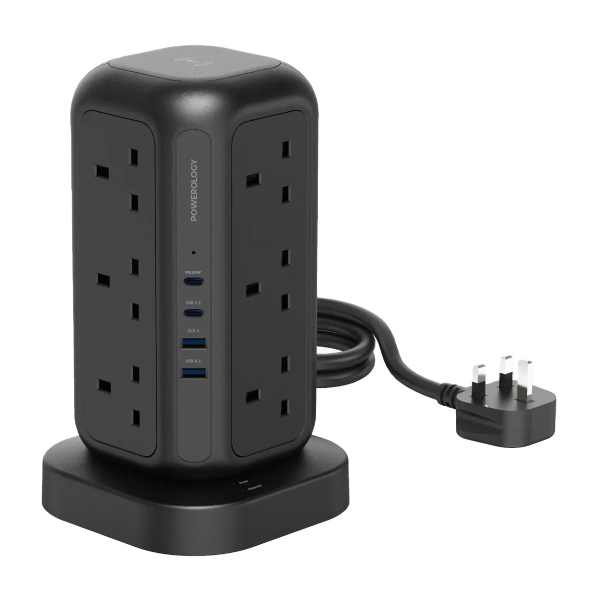 Powerology 12 AC Sockets Gan Tower Hub Black – image 2