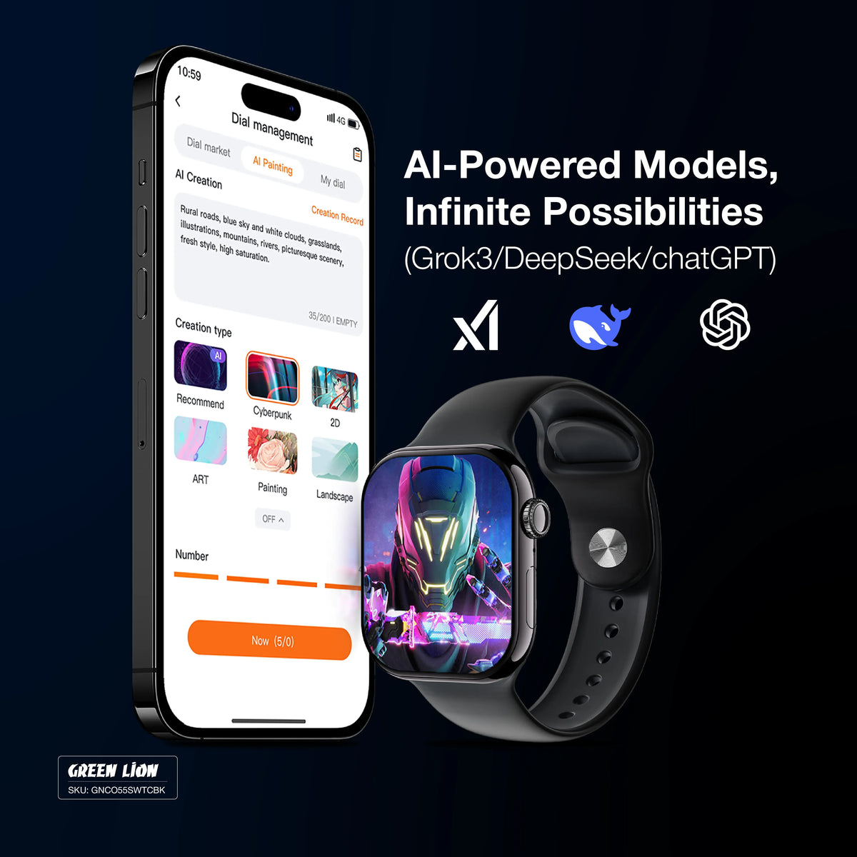 Green Lion Communicate Smart Watch - Black – image 13