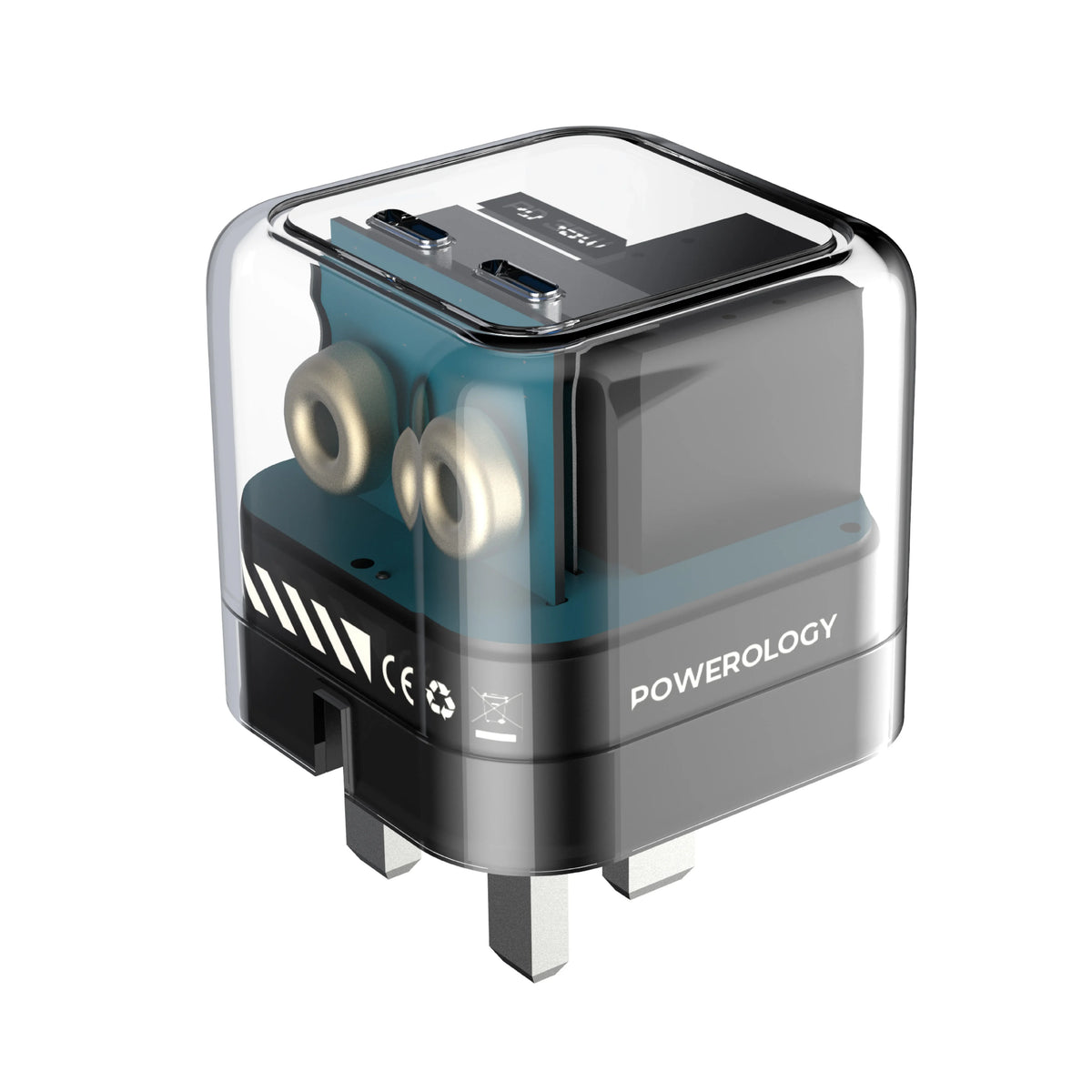 Powerology Crystalline Series Dual PD Gan Charger with Folding Plugs – image 6