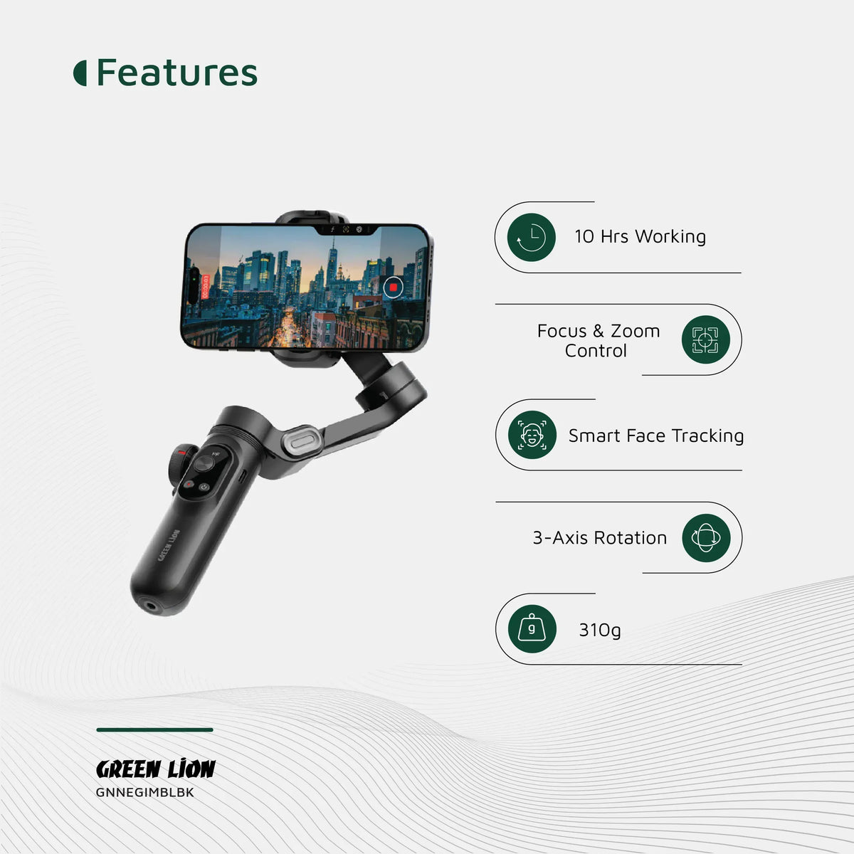 Green Lion New York Gimbal Smart Face Tracking Black – image 13