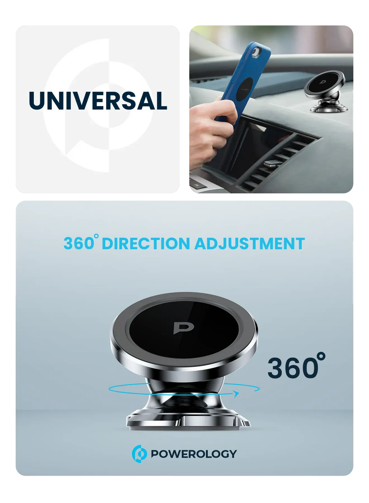 Powerology Heavy-Duty Magnetic Dash Mount - Silver – image 3