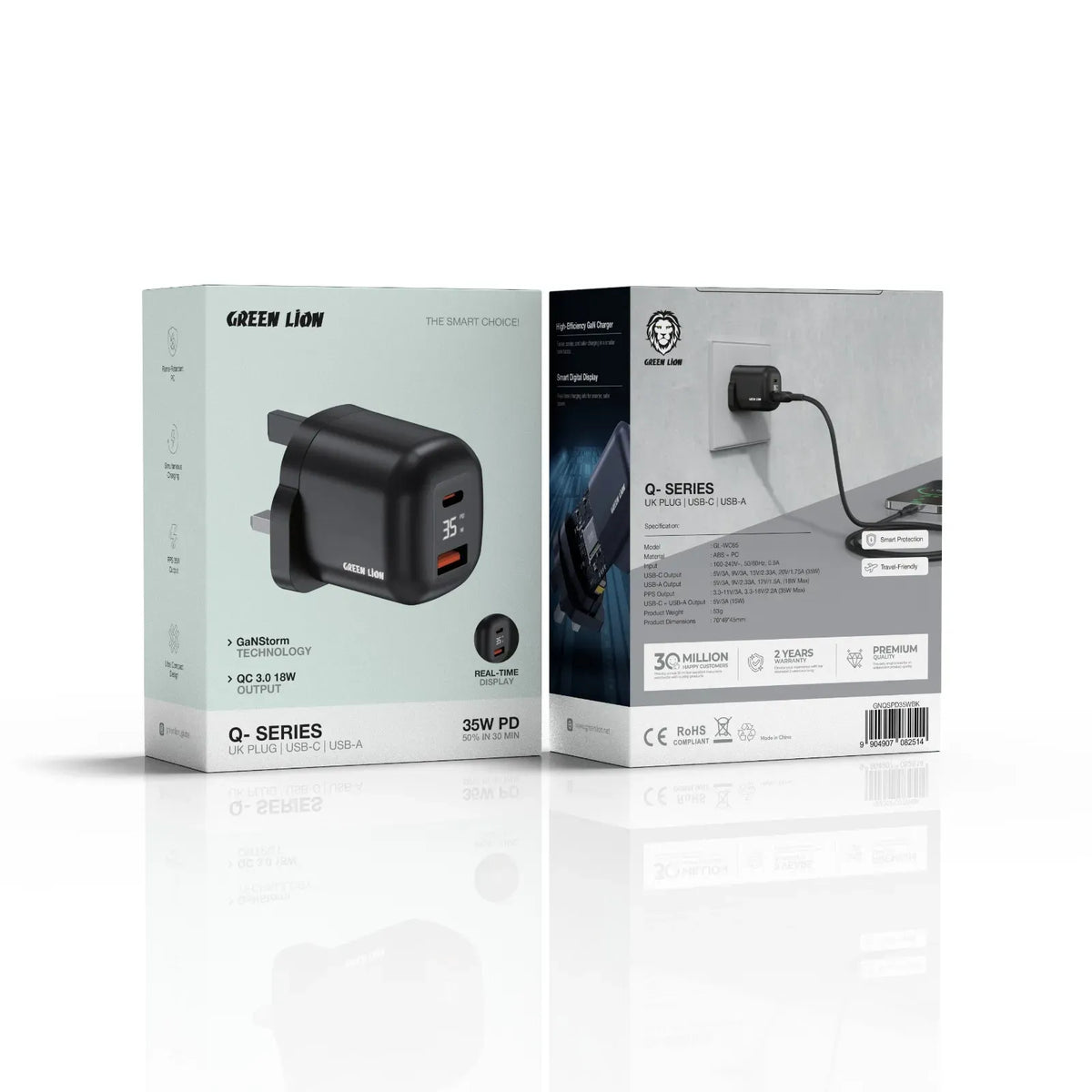 Green Lion Q Series Uk Plug USB C USB A Black – image 2