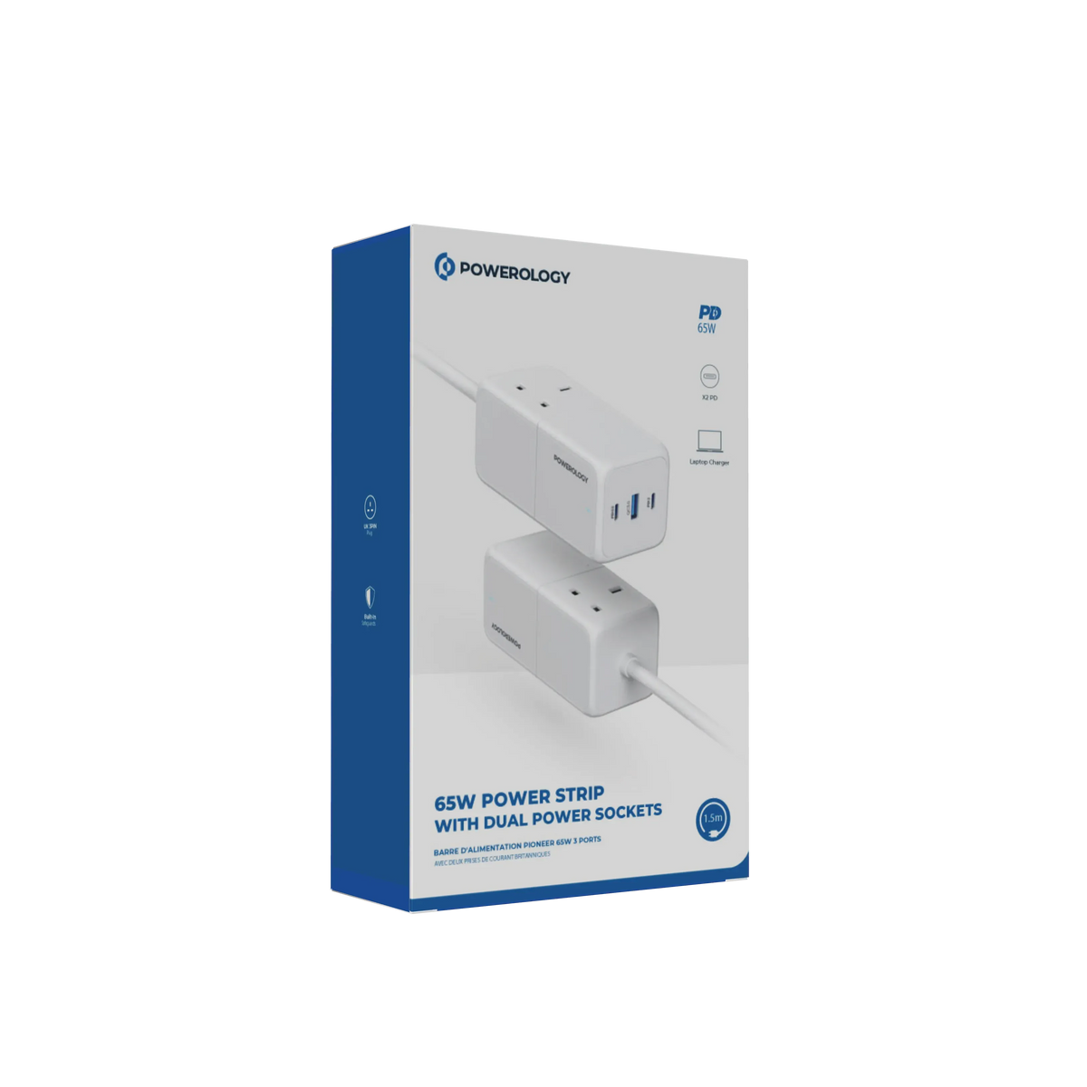 Powerology 65 WPower Strip With Dual Power Sockets - White – image 11