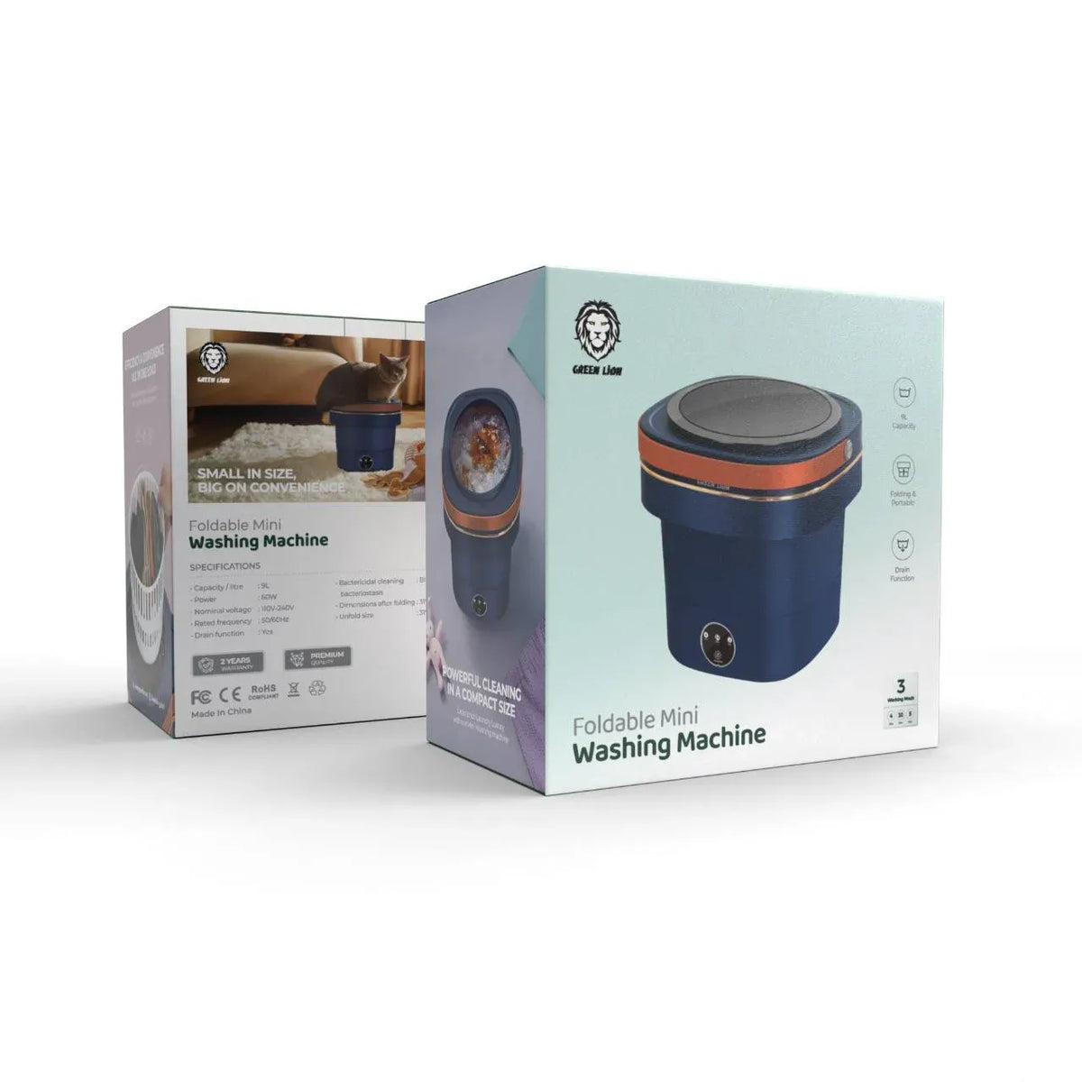 Green Lion Foldable Mini Washing Machine 9l 60w Blue – image 10