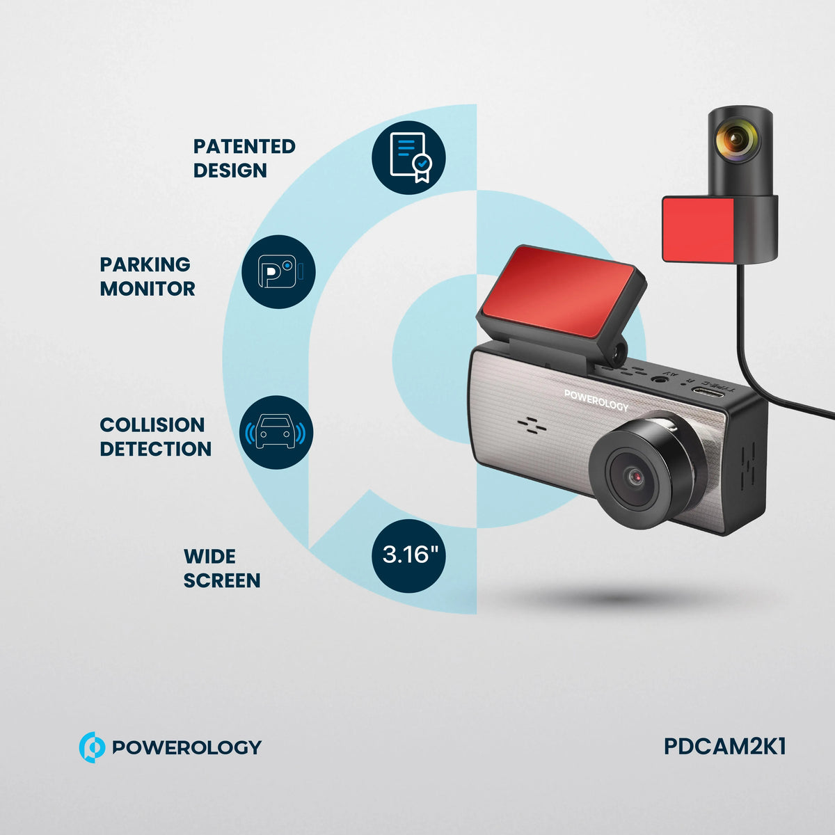 Powerology Dual Recording Dash Camera Black – image 14