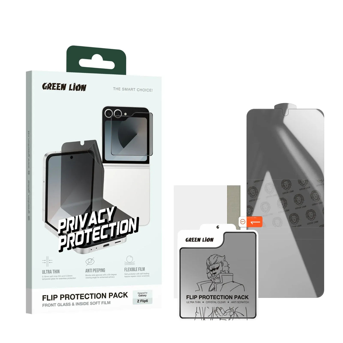 Green Lion Flip Protection Pack Privacy for Z Flip 6 Black – image 7