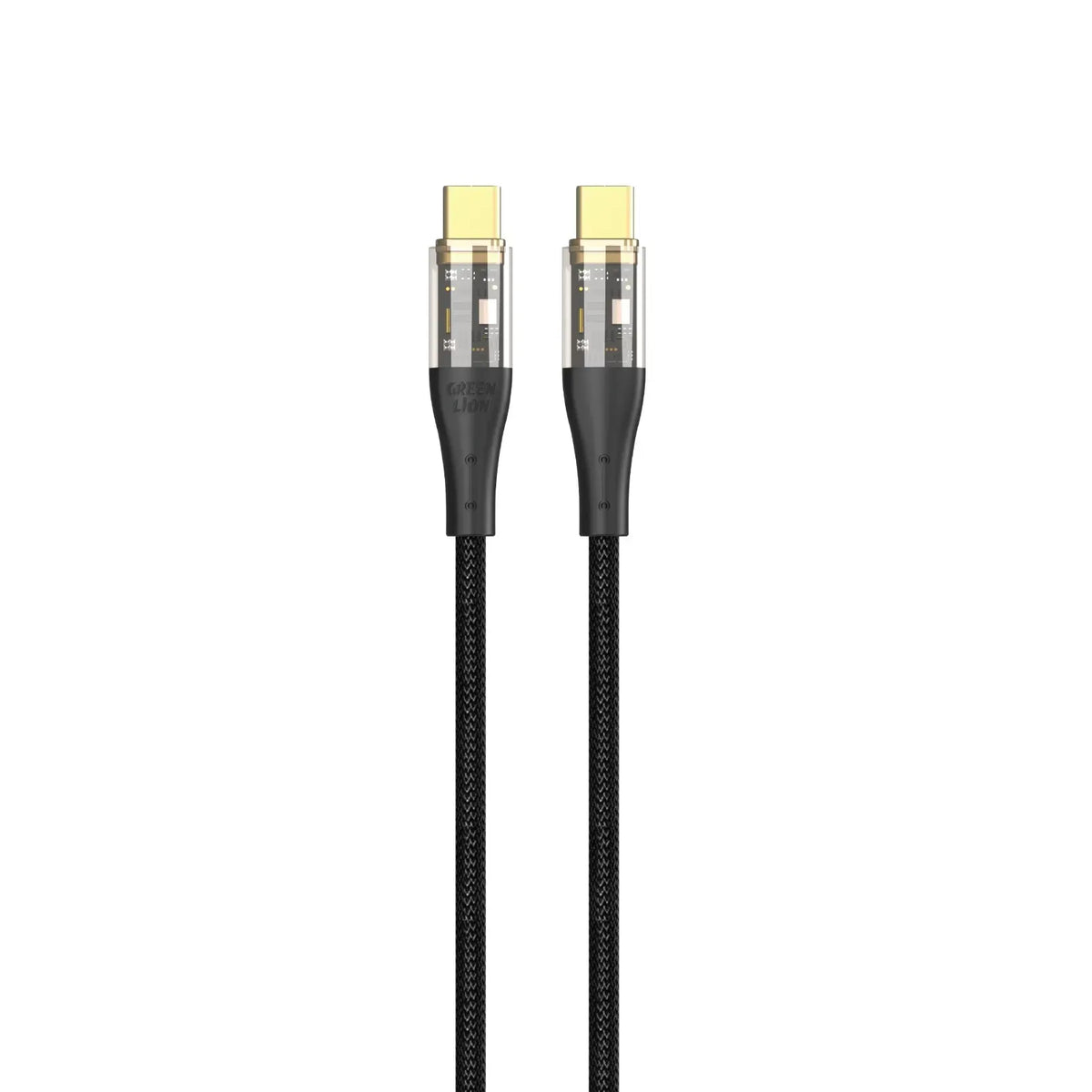 Green Lion Transparent Cable USB C to USB C Braided Black – image 3