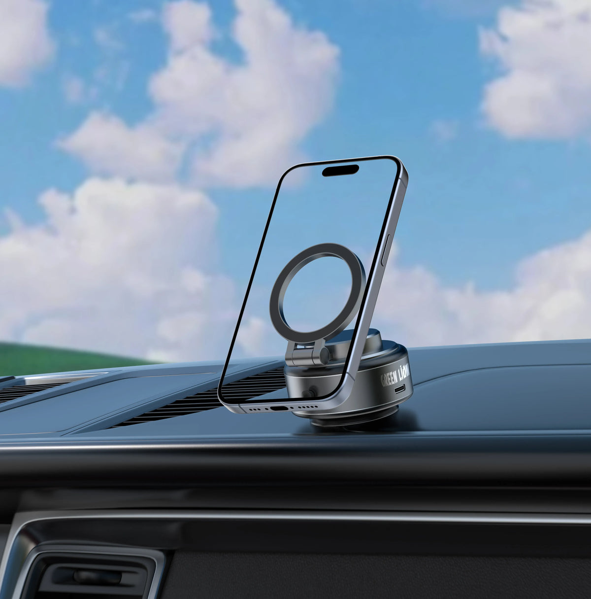 Green Lion Gx 29 Auto Suction Phone Holder Matte Black – image 3