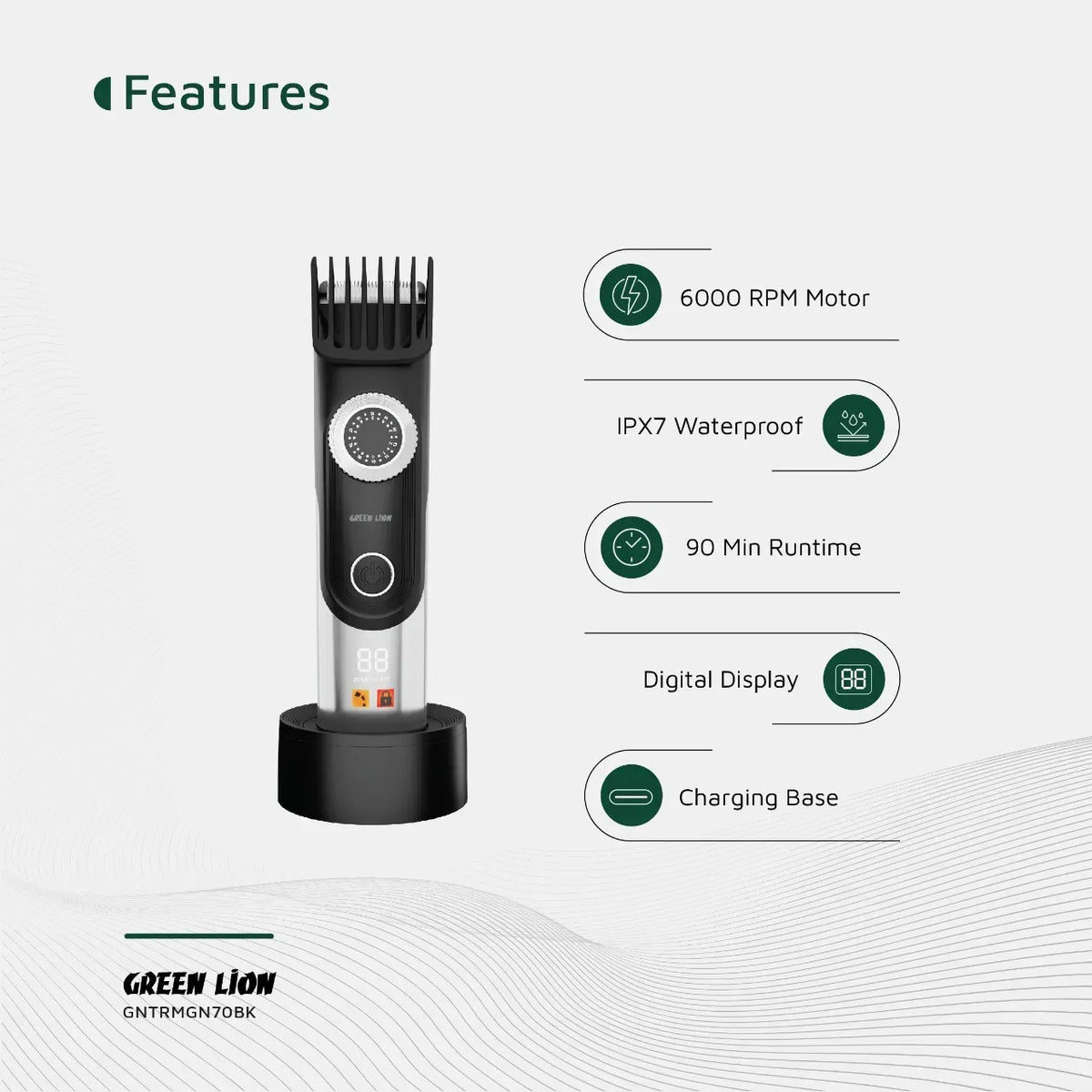 Green Lion Trim Gen 70 Body Hair Trimmer Black – image 8