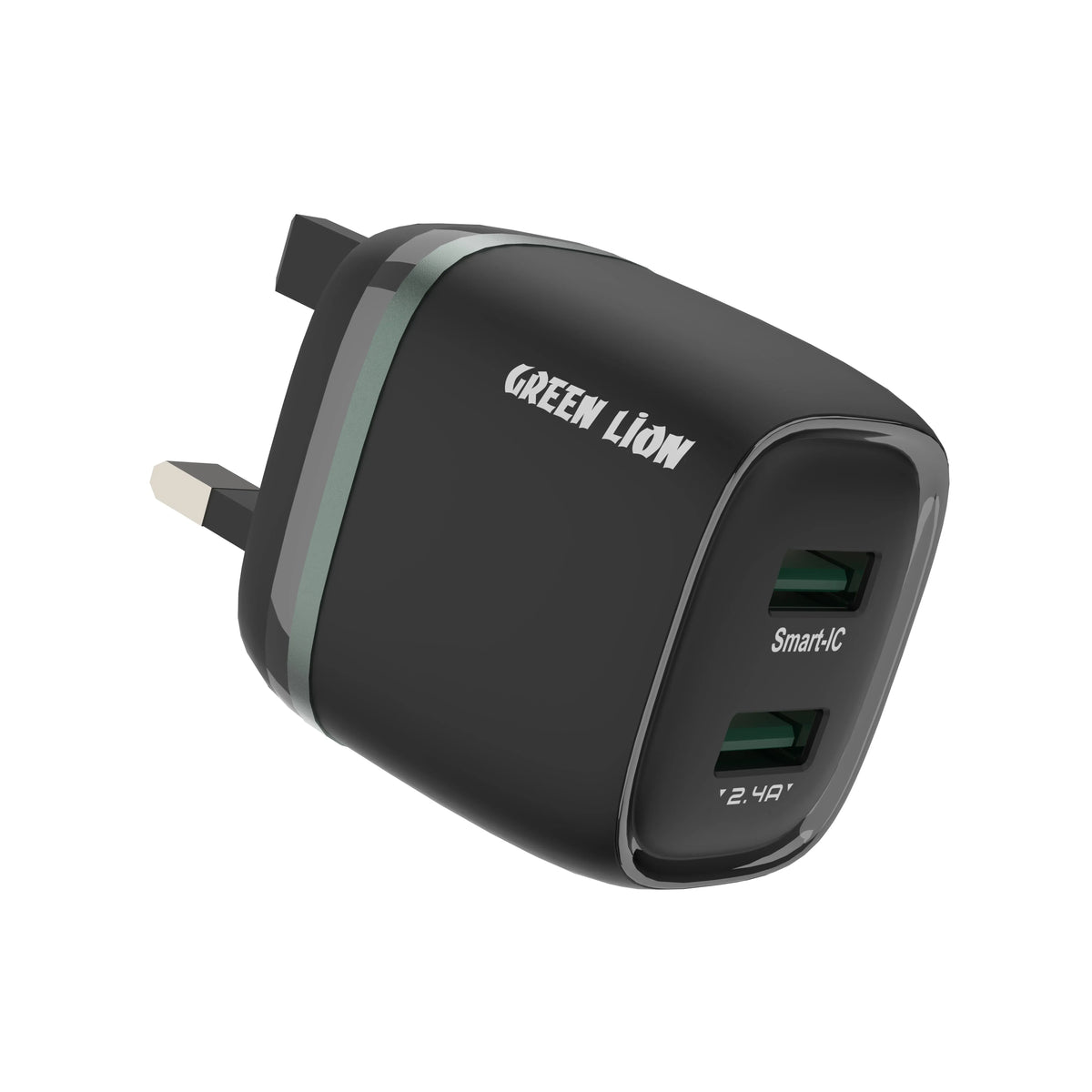 Green Lion Dual USB 12 W Wall Charger With USB-ATo USB-C 1 MCable UK - Black – image 3