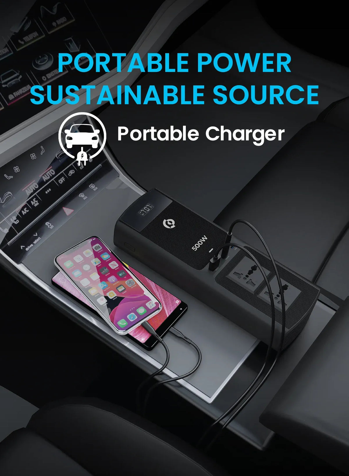 Powerology 500 W Universal Multi-Port Car Inverter With Dual USB-C Output - Black – image 5