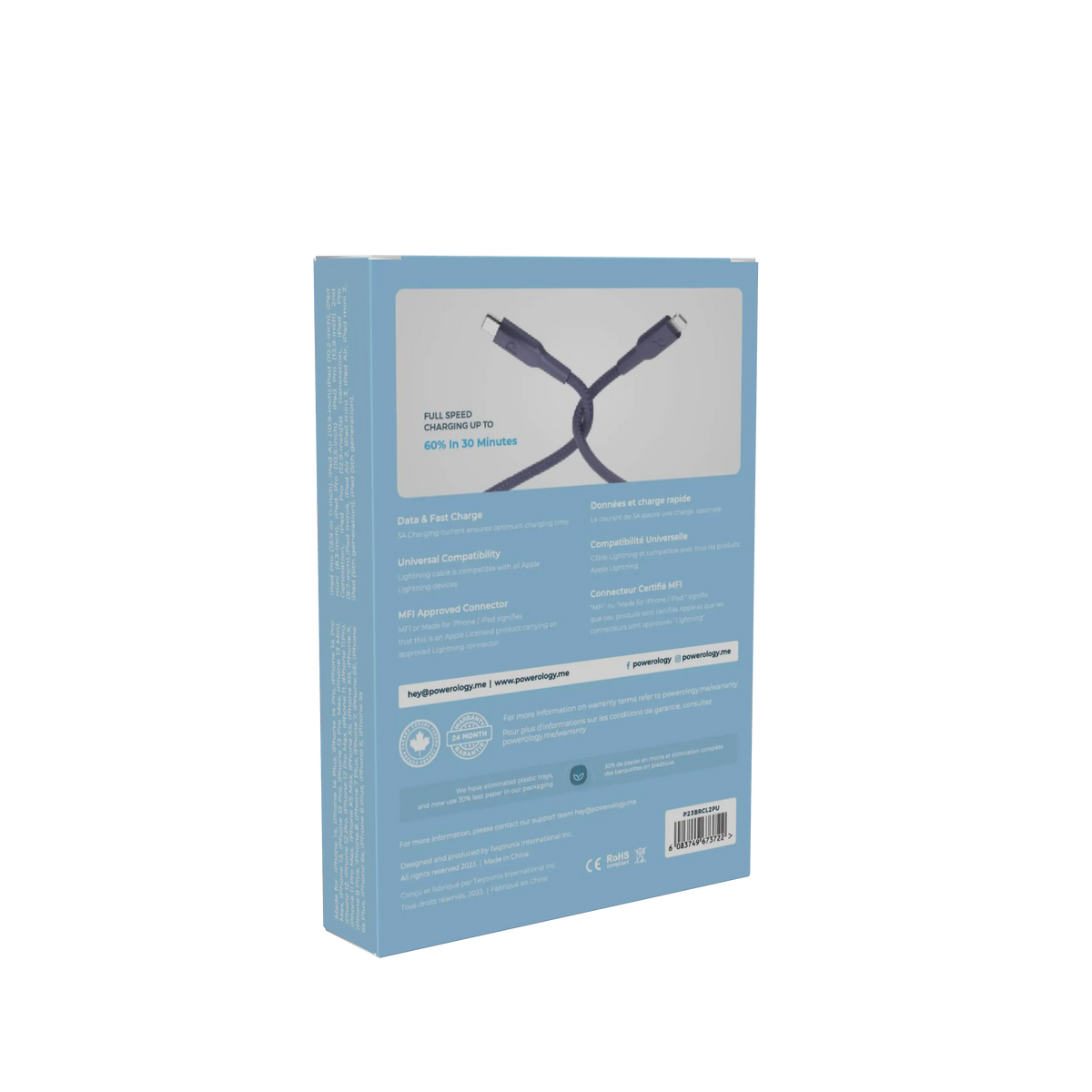 Powerology Braided USB-C To Lightning Data&Fast Charge Cable - Purple – image 12