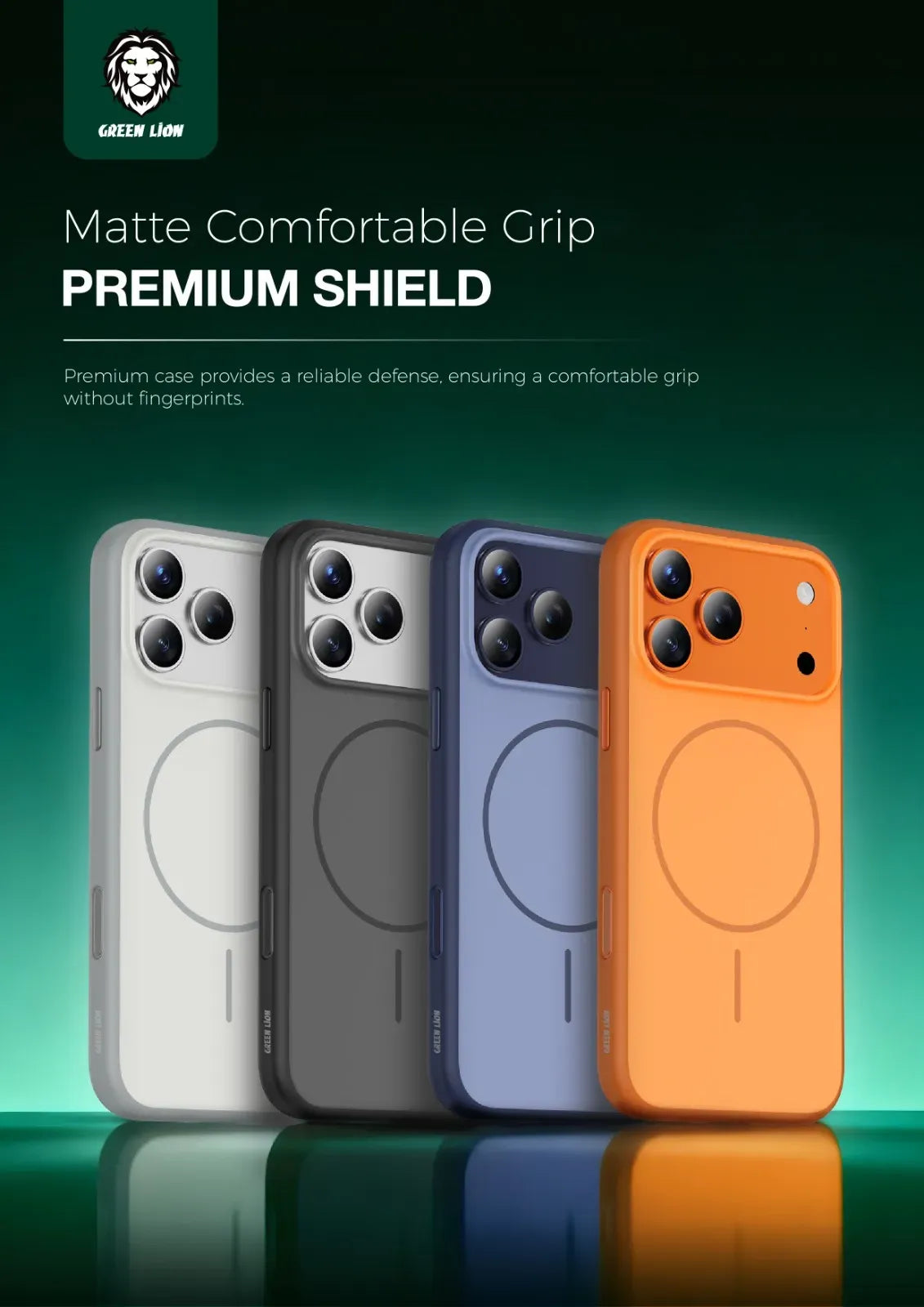 Green Lion Patric Mag Safe Premium Matte Finish Case - Orange