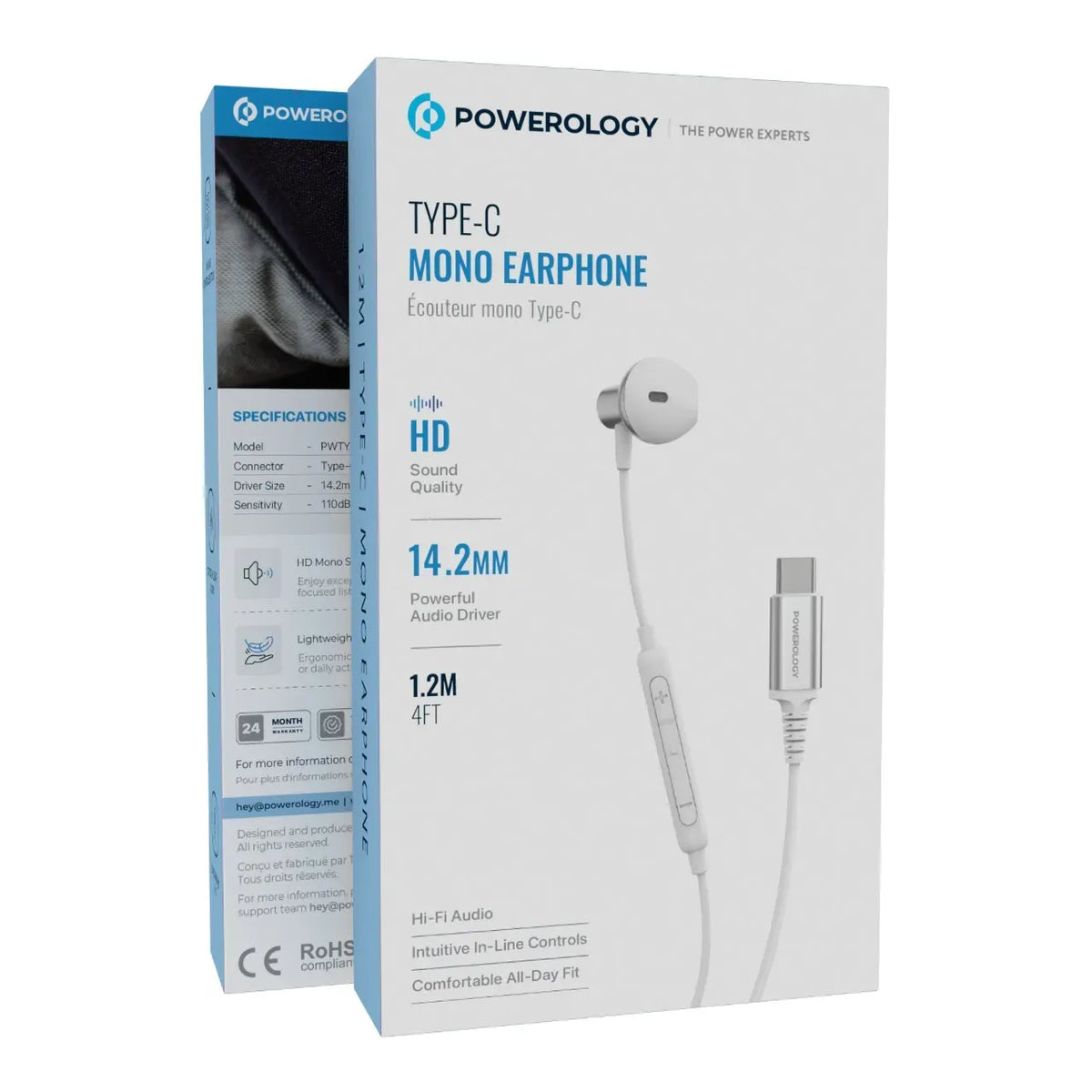 Powerology Type C Mono Earphone White – image 3