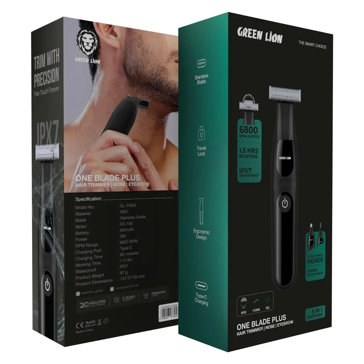 Green Lion One Blade Plus Hair Nose Eyebrow Trimmer Black – image 10