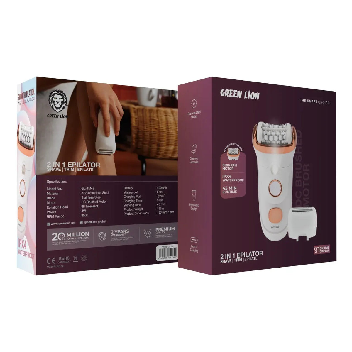 Green Lion 2 in 1 Epilator Shave Trim Epilate White – image 9