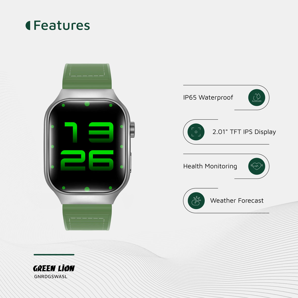 Green Lion Ridge Smart Watch - Silver&Green – image 10