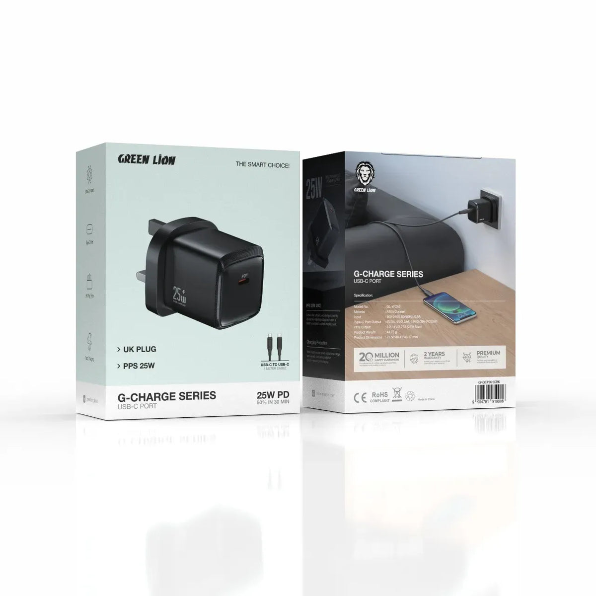 Green Lion G-Charge Series USB-CPort Wall Charger 25 W PDCto C 1 MCable - Black – image 2