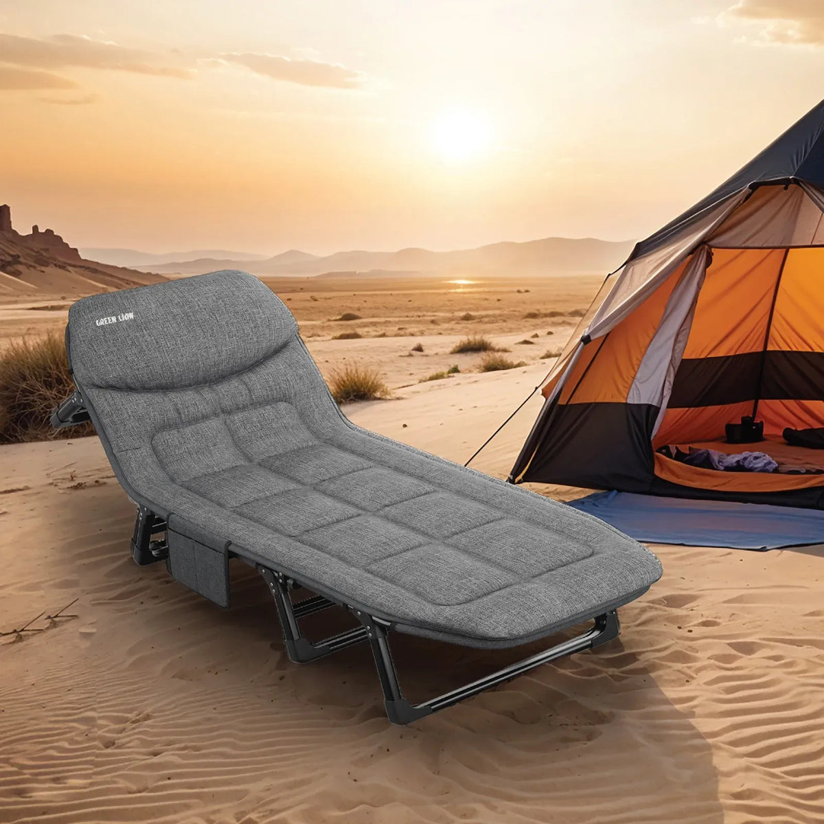 Green Lion Foldable Camping Bed Gray – image 7