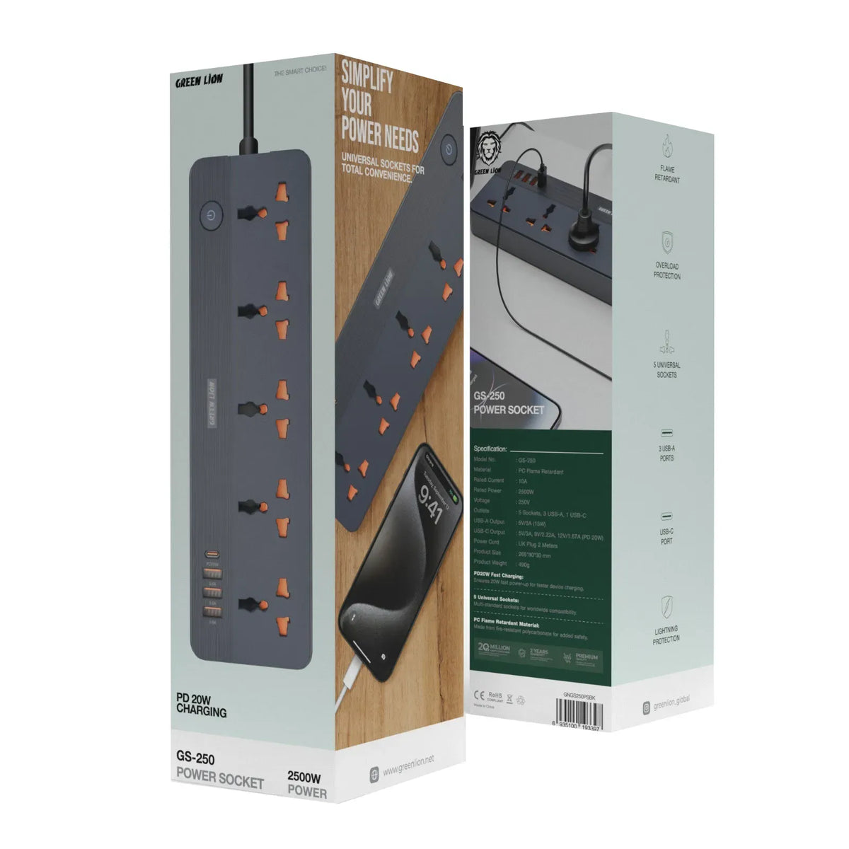 Green Lion Gs 250 Power Socket 2500w Black – image 3