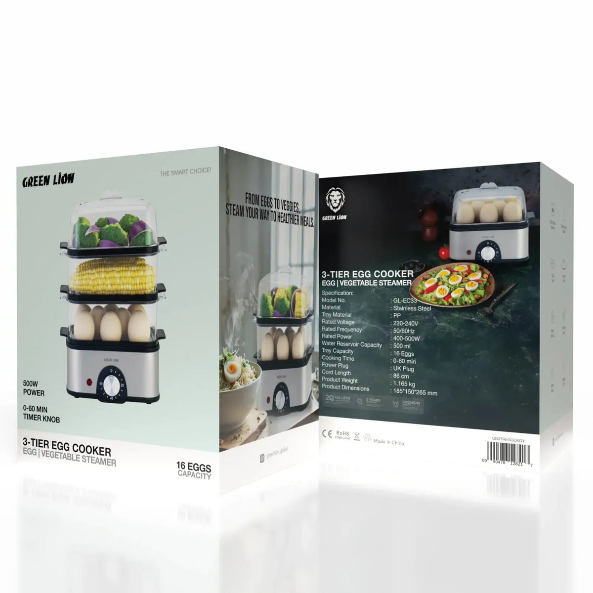 Green Lion 3-Tier Egg Cooker 500 W - Gray – image 12