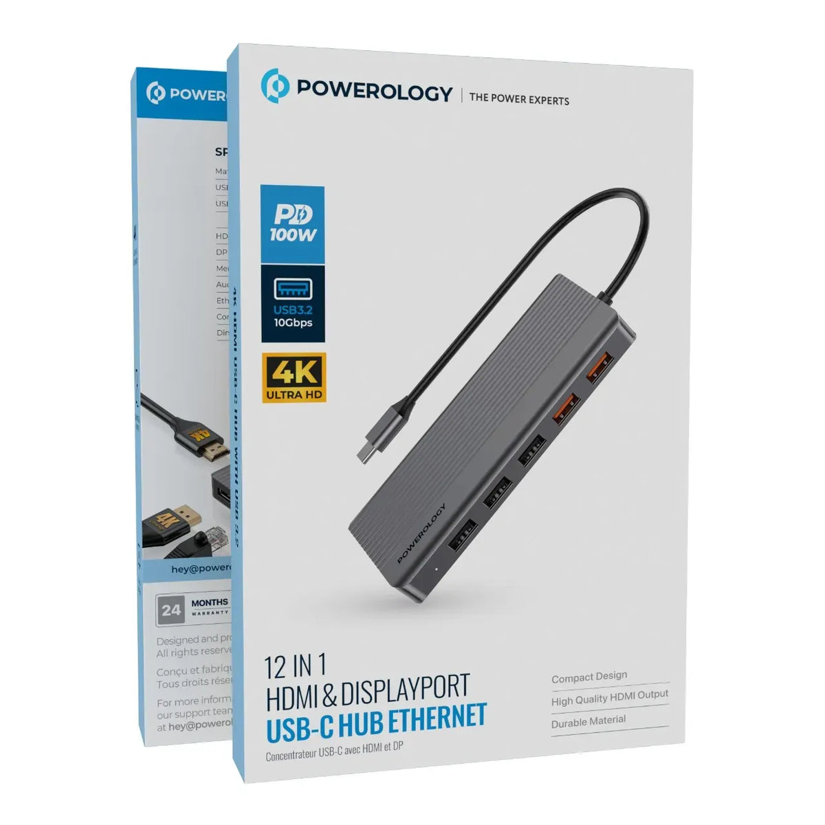 Powerology 12 in 1 Hdmi Displayport USB C Hub Ethernet Gray – image 11