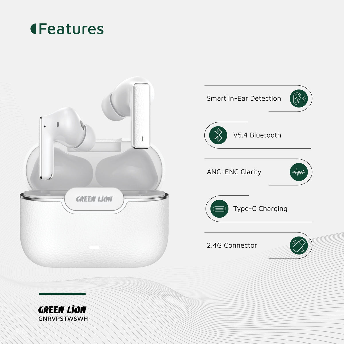 Green Lion River Plus True Wireless Earbuds - White – image 8
