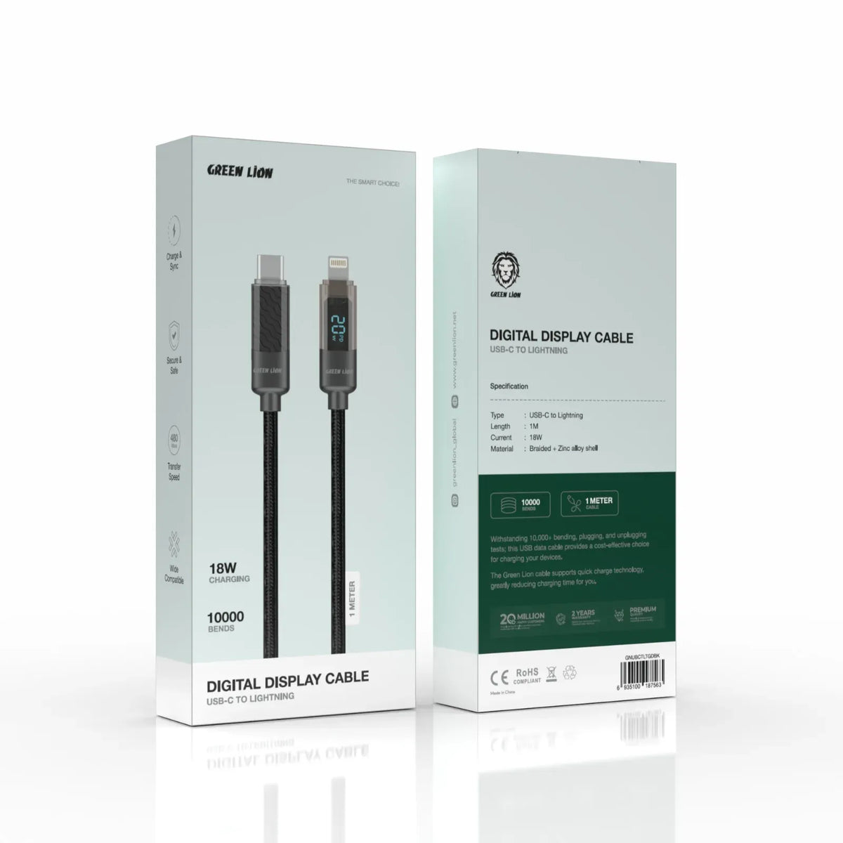 Green Lion Digital Display Cable USB C to Lightning Black – image 2