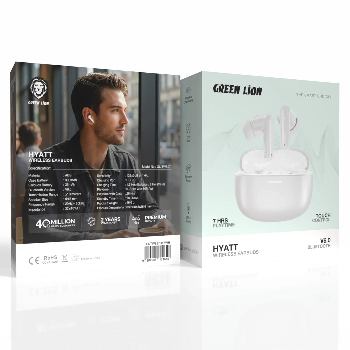 Green Lion HYATTWireless Earbuds - White – image 4