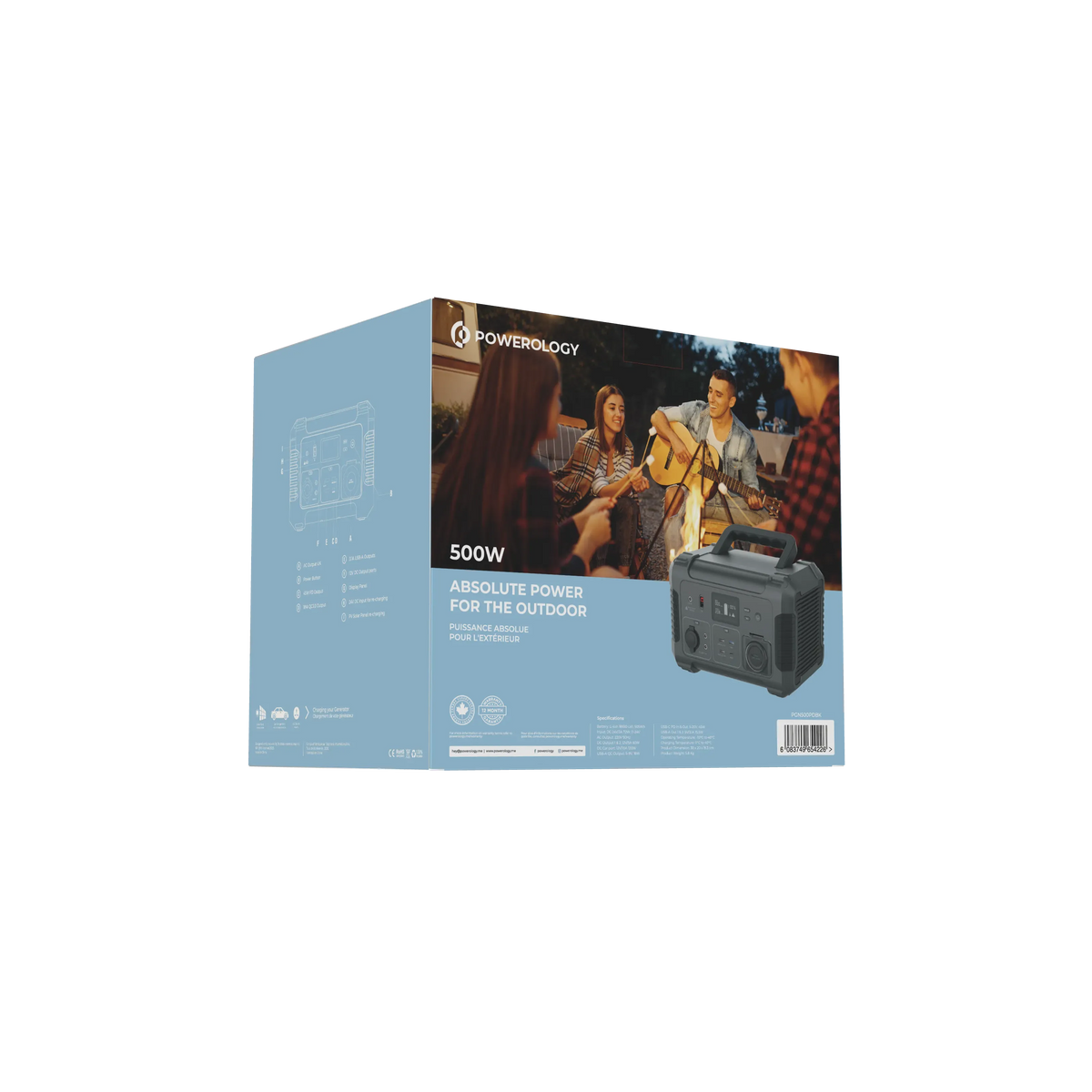 Powerology 140400 m Ah Power Generator 500 W Pure Sine-Wave Output - Black – image 16