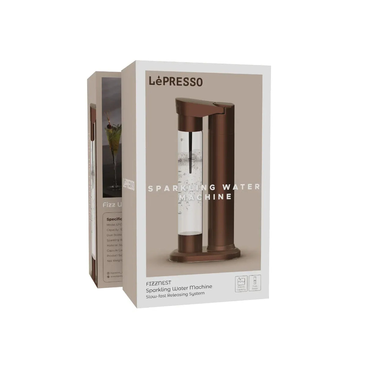 LePresso Fizznest Sparkling Water Machine - Brown