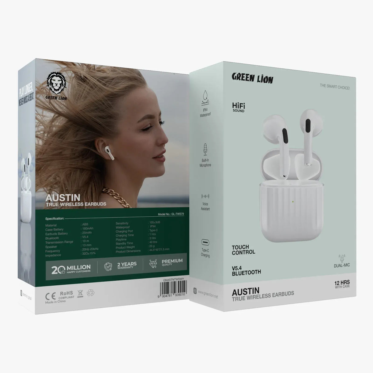 Green Lion Austin True Wireless Earbuds - White – image 3