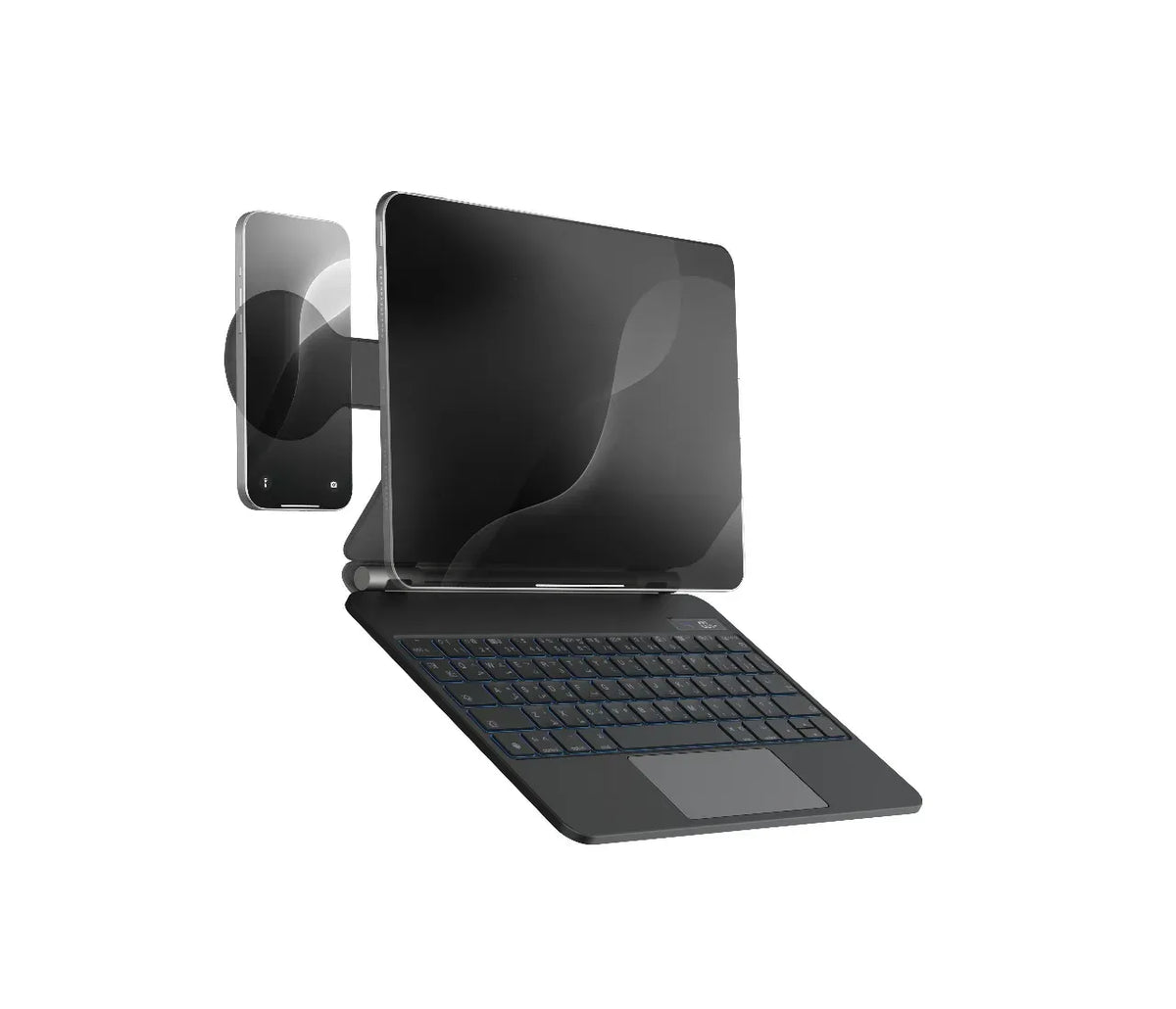 Powerology Dynaboard Wireless Keyboard Case with MagSafe Phone Holder for Ipad 10th Gen Black – image 19