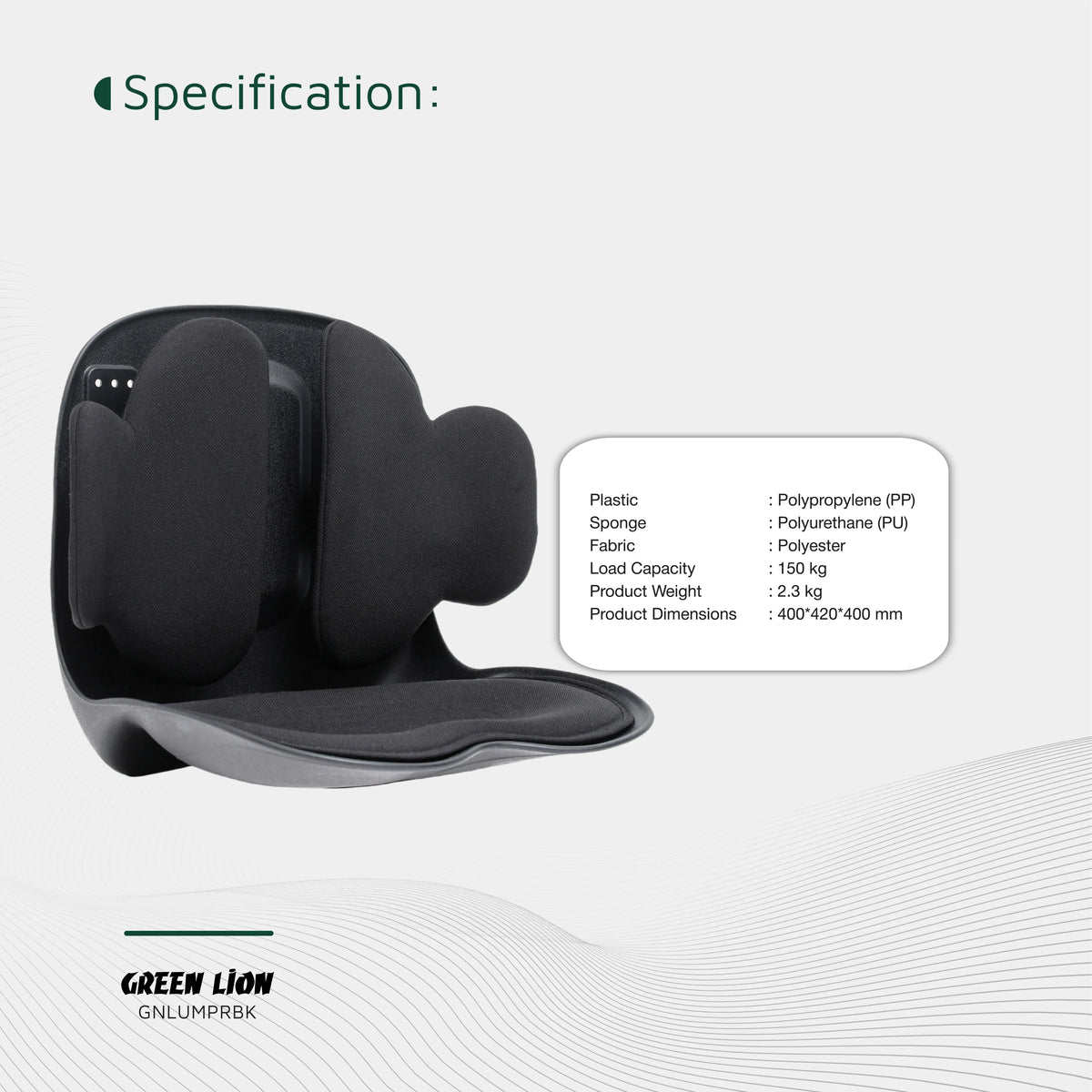 Green Lion Lumbar Pro Adjustable Back Support Black – image 7