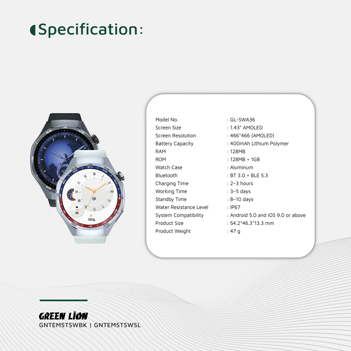 Green Lion Tech Master Smart Watch - Silver – image 5