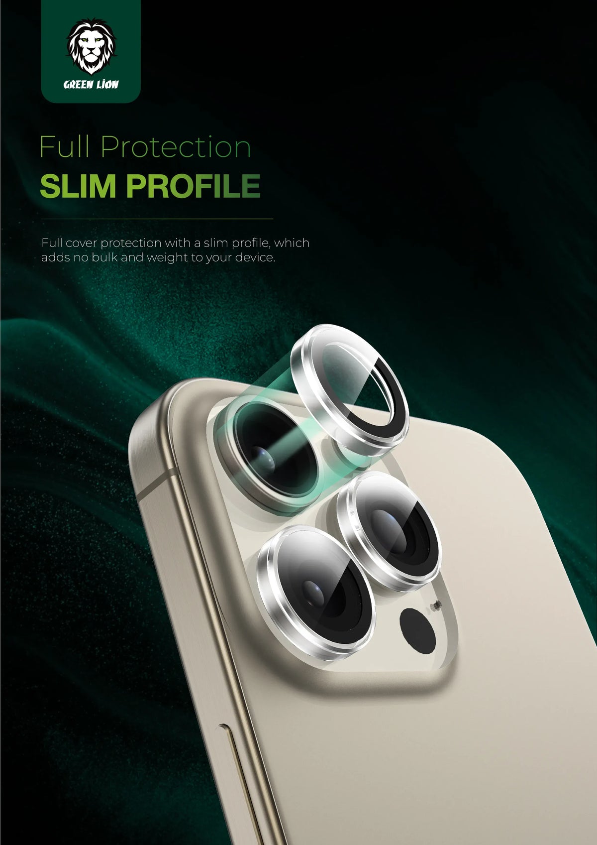 Green Lion Trio Camera Lens for Iphone 16 Pro Pro Max Clear – image 12