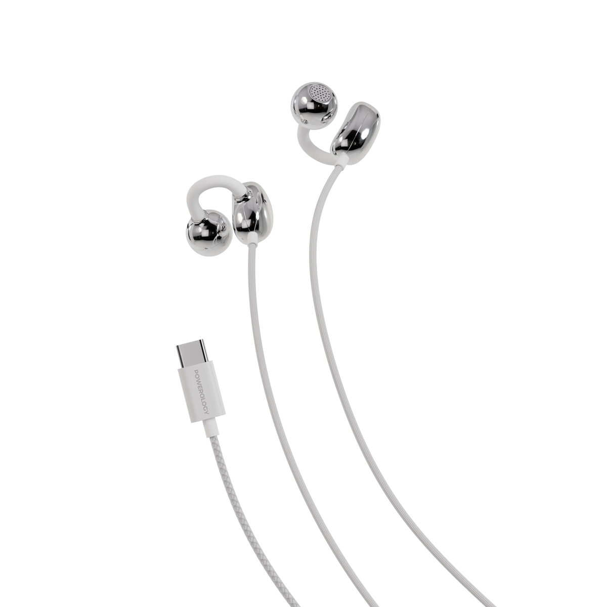 Powerology Voro Earhook USB-C Wired Earphones - White – image 2
