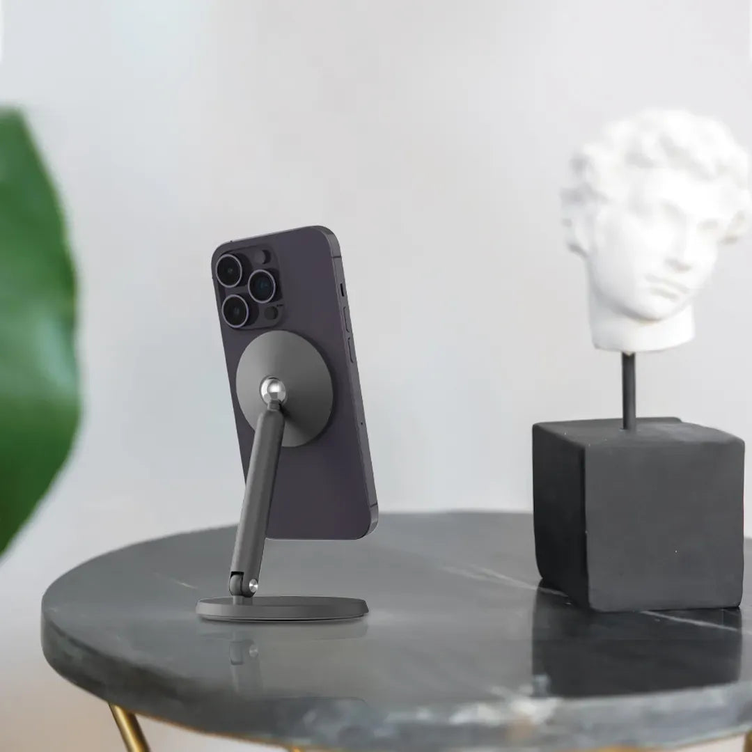 Powerology Rotatable Desktop MagSafe Phone Stand with 17 N5 Magnets Dark Grey – image 10