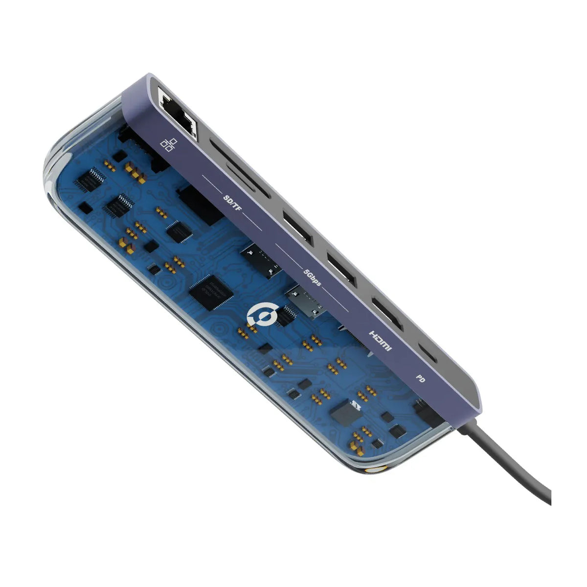 Powerology 7 in 1 USB-C Multi Hub Crystalline Series - Transpare nt – image 3