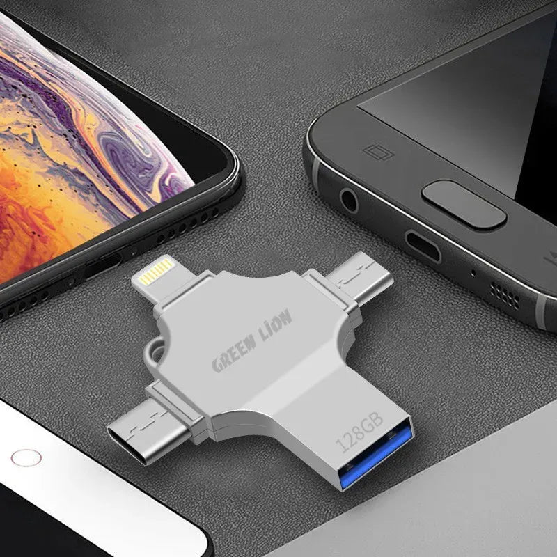 Green Lion 4 in 1 USB Flash Drive 128gb Silver – image 4