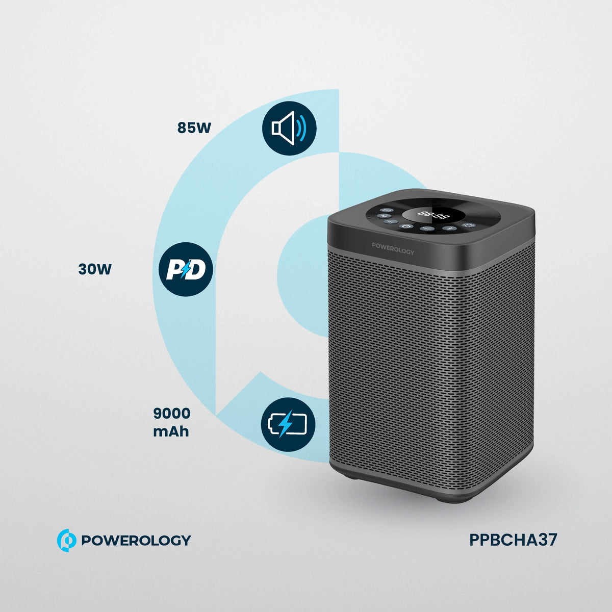 Powerology 300w Portable Generator Integrated Hi Fi Sound System Black – image 9