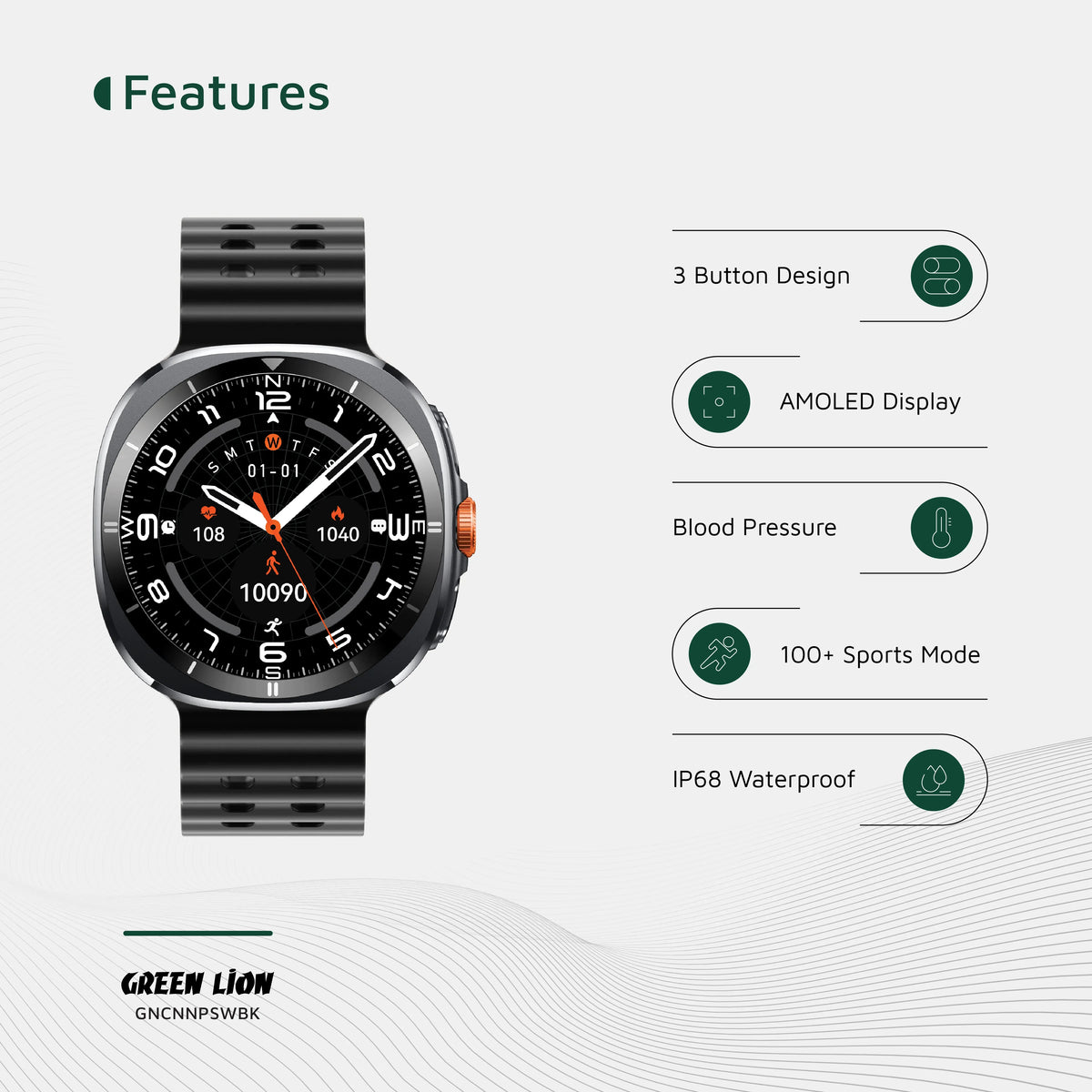 Green Lion Connect Pro Smart Watch - Black – image 7