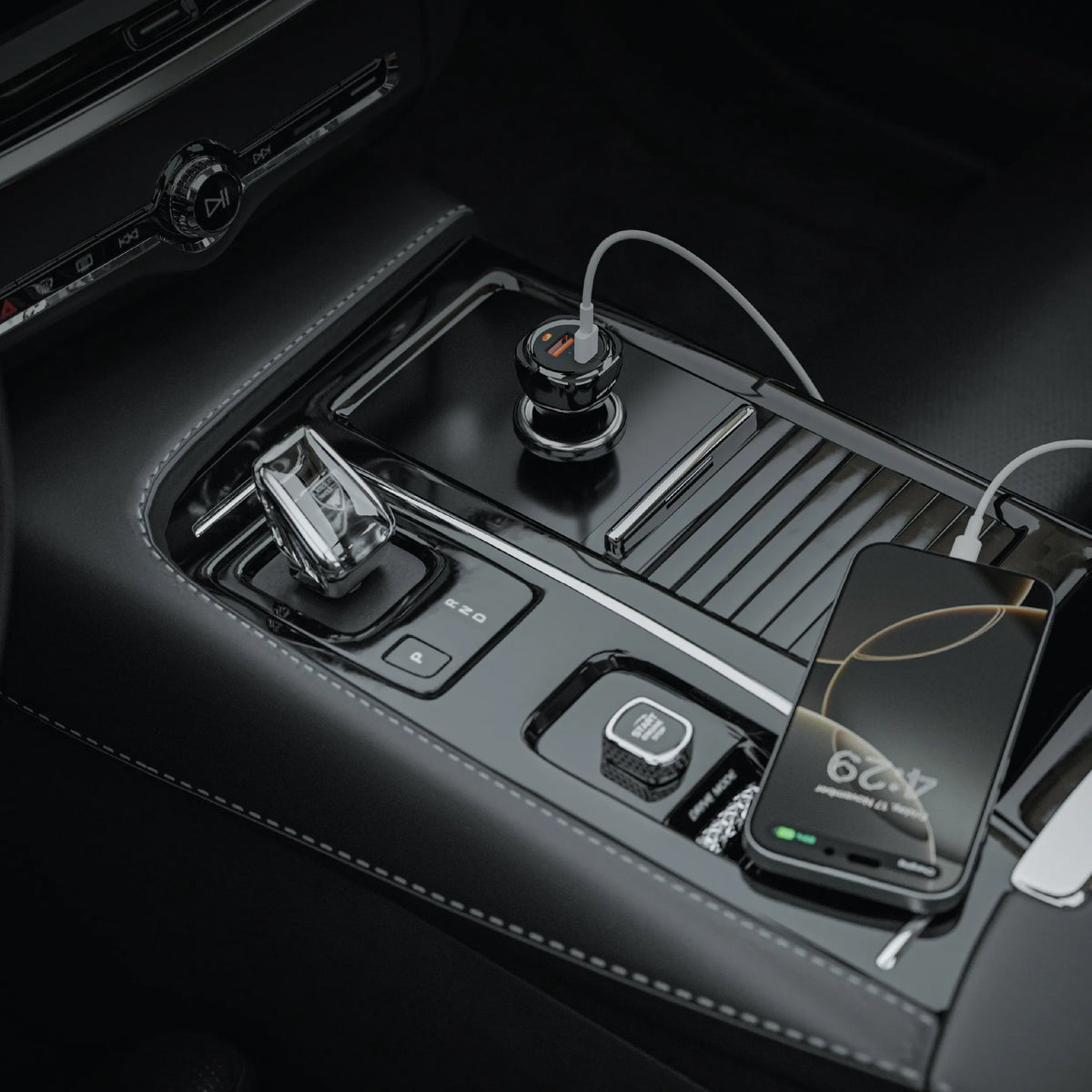 Green Lion Dual Port Car Charger 50 W(PD 30 W+QC 20 W) - Black