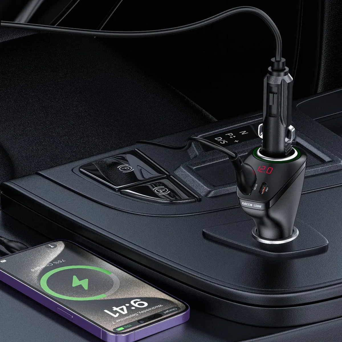 Green Lion Power Drive 75w Car Charger Black – image 3