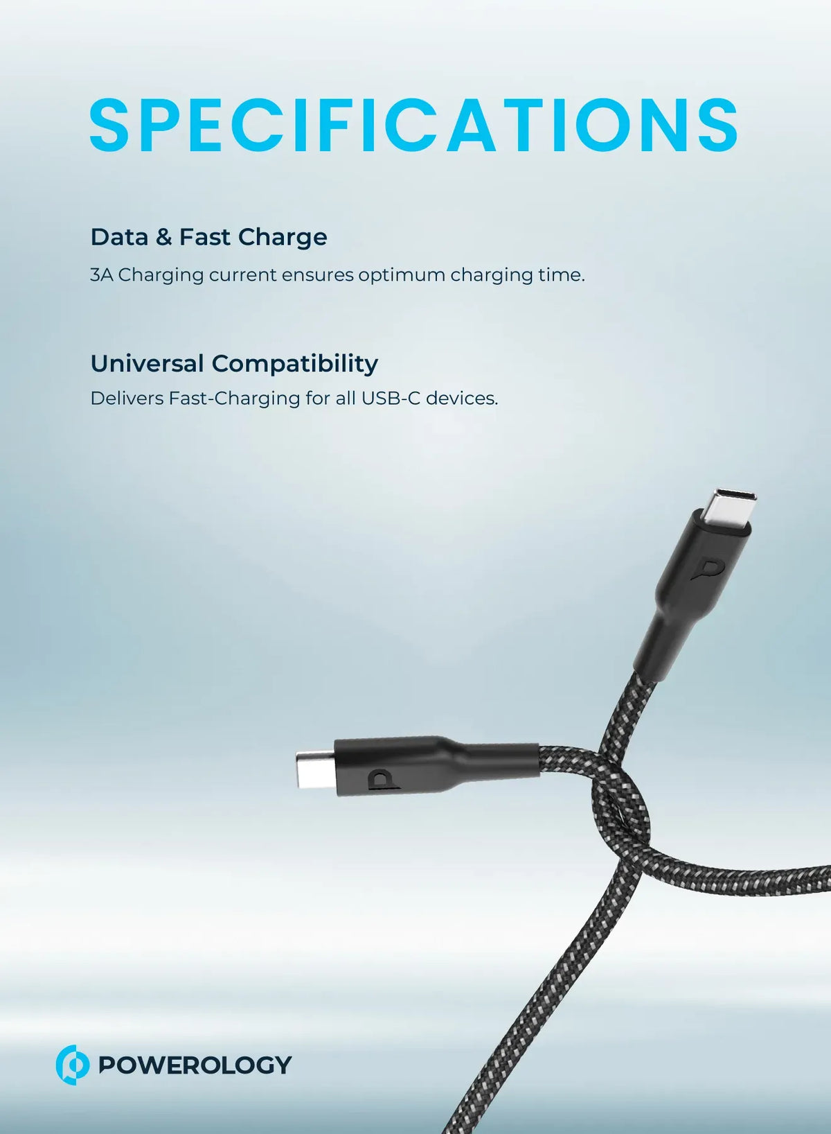 Powerology Braided USB-C to USB-C Cable (2 m/6.6 ft) - Black – image 10
