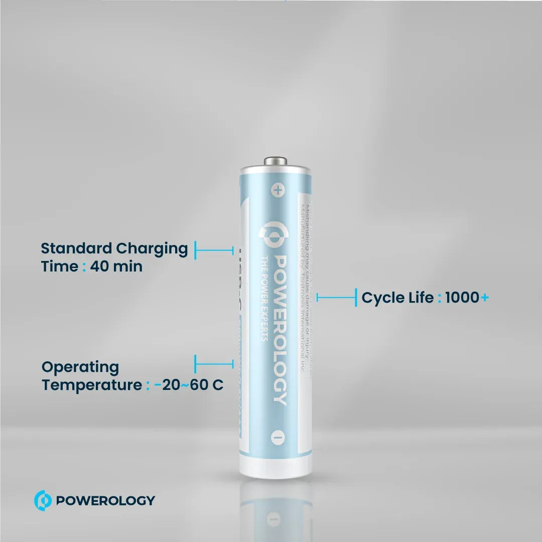 Powerology 1 5v Type C Rechargeable Lithium Ion Battery Aaa Battery 660mwh 4pcs Per Pac – image 3