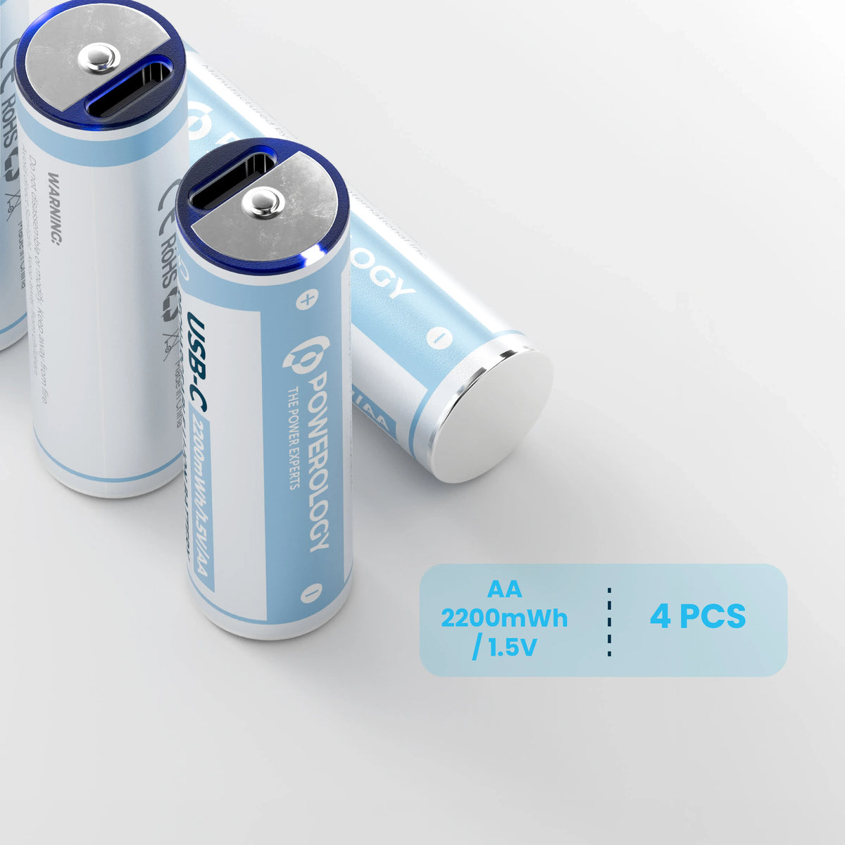 Powerology 1 5v Type C Rechargeable Lithium Ion Battery Aa Battery 2200mwh 4pcs Per Pack – image 13